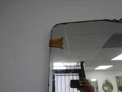  Fontana Arte FontanaArte Italian Etched Mirror With Brass Accents Att To Max Ingrand For Fontana Arte