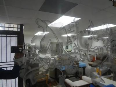  Fontana Arte FontanaArte Italian Etched Mirror With Brass Accents Att To Max Ingrand For Fontana Arte