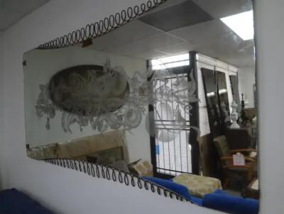 Fontana Arte FontanaArte Italian Etched Mirror With Brass Accents Att To Max Ingrand For Fontana Arte