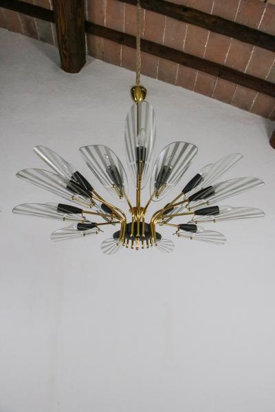  Fontana Arte FontanaArte Italian Mid Century Fifteen Ligths Chandelier Fontana Arte Style 1950