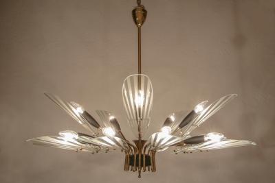  Fontana Arte FontanaArte Italian Mid Century Fifteen Ligths Chandelier Fontana Arte Style 1950
