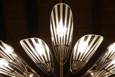 Fontana Arte FontanaArte Italian Mid Century Fifteen Ligths Chandelier Fontana Arte Style 1950