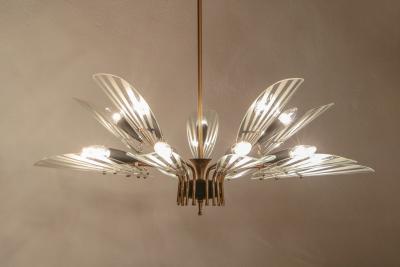 Fontana Arte FontanaArte Italian Mid Century Fifteen Ligths Chandelier Fontana Arte Style 1950