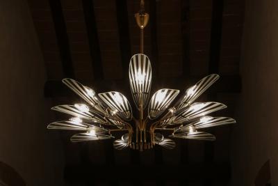  Fontana Arte FontanaArte Italian Mid Century Fifteen Ligths Chandelier Fontana Arte Style 1950