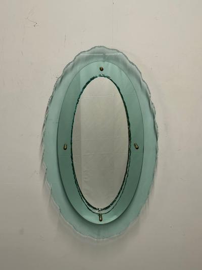  Fontana Arte FontanaArte Italian Mid Century Modern Fontana Arte Oval Glass Mirror or Plateau or Tray