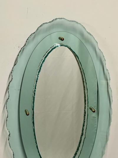  Fontana Arte FontanaArte Italian Mid Century Modern Fontana Arte Oval Glass Mirror or Plateau or Tray