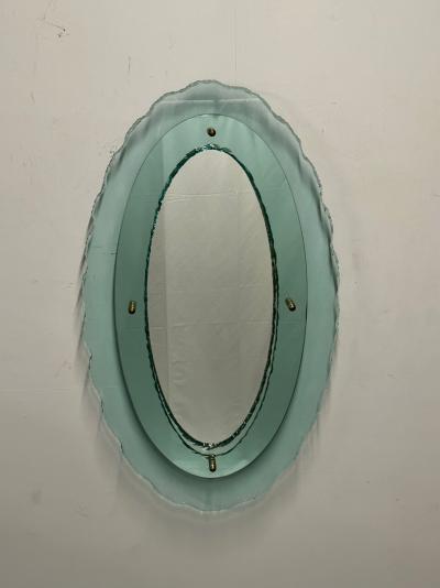 Fontana Arte FontanaArte Italian Mid Century Modern Fontana Arte Oval Glass Mirror or Plateau or Tray