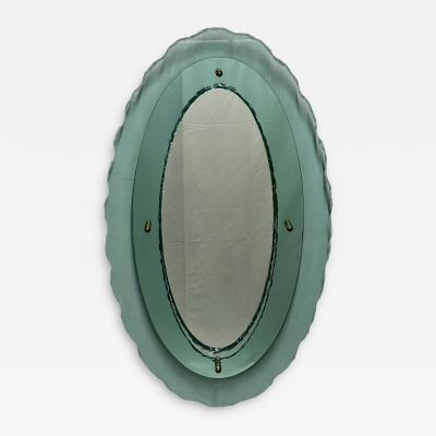  Fontana Arte FontanaArte Italian Mid Century Modern Fontana Arte Oval Glass Mirror or Plateau or Tray