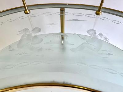 Fontana Arte FontanaArte Italian Midcentury Brass Satin Glass Vanity Writing Table Desk Fontana Arte