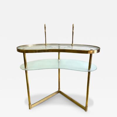  Fontana Arte FontanaArte Italian Midcentury Brass Satin Glass Vanity Writing Table Desk Fontana Arte