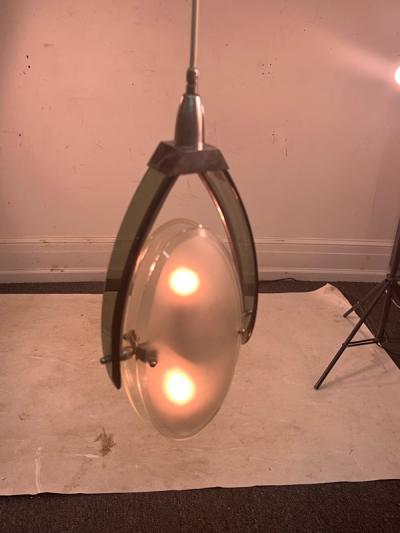  Fontana Arte FontanaArte MID CENTURY ITALIAN GLASS PENDANT IN THE MANNER OF FONTANA ARTE