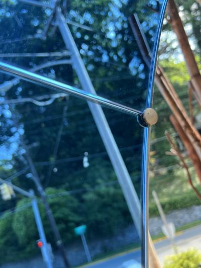  Fontana Arte FontanaArte MONUMENTAL ITALIAN ART DECO BLUE CLEAR OVAL MIRROR WITH SHELF