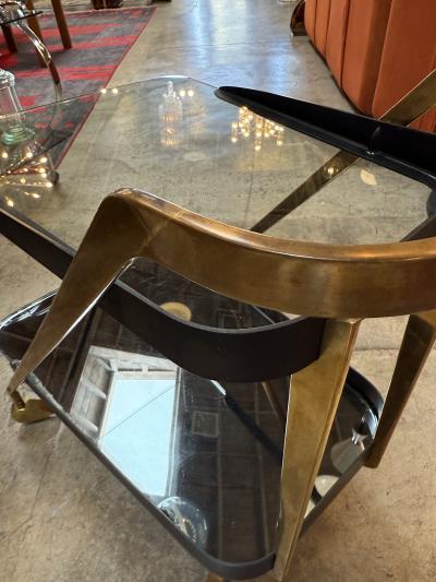 Fontana Arte FontanaArte Max Ingrand for Fontana Arte Very Rare Italian Brass Glass Bar Cart 1950s