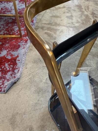Fontana Arte FontanaArte Max Ingrand for Fontana Arte Very Rare Italian Brass Glass Bar Cart 1950s