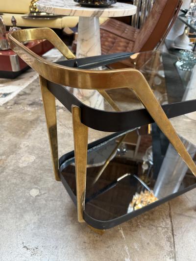 Fontana Arte FontanaArte Max Ingrand for Fontana Arte Very Rare Italian Brass Glass Bar Cart 1950s