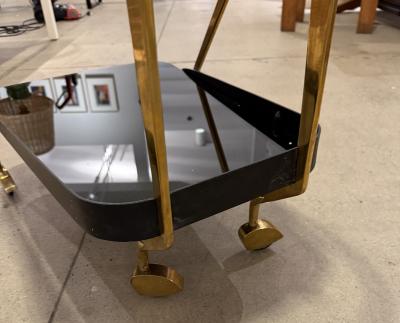 Fontana Arte FontanaArte Max Ingrand for Fontana Arte Very Rare Italian Brass Glass Bar Cart 1950s