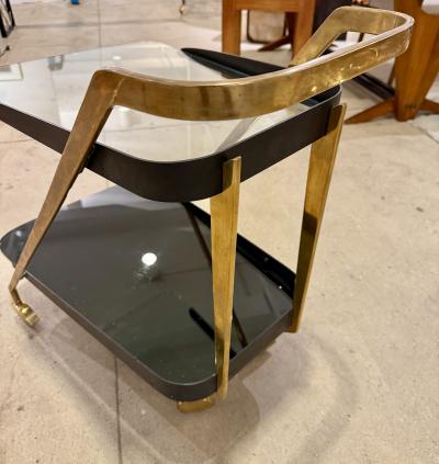 Fontana Arte FontanaArte Max Ingrand for Fontana Arte Very Rare Italian Brass Glass Bar Cart 1950s