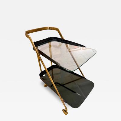  Fontana Arte FontanaArte Max Ingrand for Fontana Arte Very Rare Italian Brass Glass Bar Cart 1950s