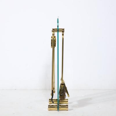  Fontana Arte FontanaArte Mid Century Modernist Fire Tool Set in Glass and Polished Brass w Black Enamel