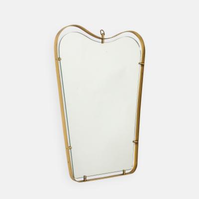 Fontana Arte FontanaArte Modernist Shaped Brass and Floating Glass Wall Mirror by Fontana Arte
