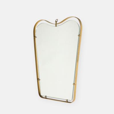  Fontana Arte FontanaArte Modernist Shaped Brass and Floating Glass Wall Mirror by Fontana Arte