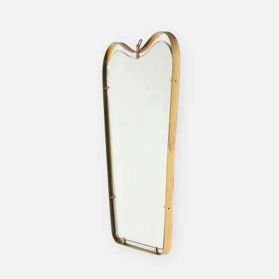  Fontana Arte FontanaArte Modernist Shaped Brass and Floating Glass Wall Mirror by Fontana Arte