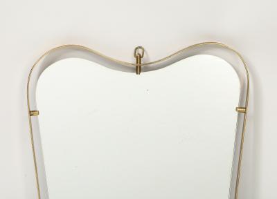  Fontana Arte FontanaArte Modernist Shaped Brass and Floating Glass Wall Mirror by Fontana Arte