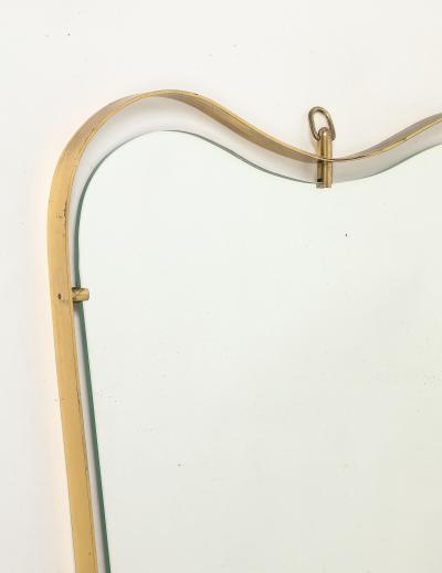  Fontana Arte FontanaArte Modernist Shaped Brass and Floating Glass Wall Mirror by Fontana Arte