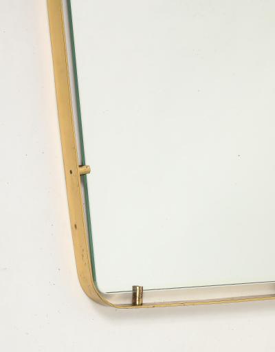  Fontana Arte FontanaArte Modernist Shaped Brass and Floating Glass Wall Mirror by Fontana Arte