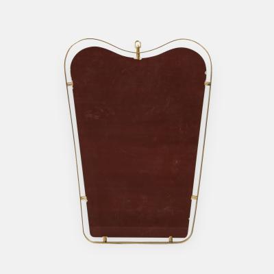  Fontana Arte FontanaArte Modernist Shaped Brass and Floating Glass Wall Mirror by Fontana Arte