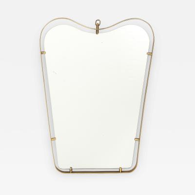  Fontana Arte FontanaArte Modernist Shaped Brass and Floating Glass Wall Mirror by Fontana Arte
