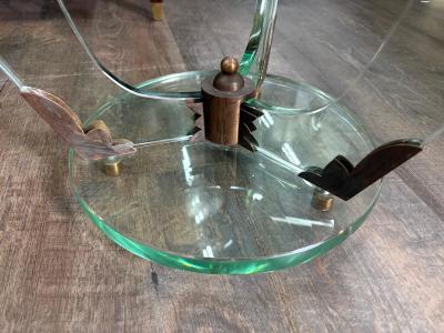  Fontana Arte FontanaArte Near Pair Italian Fontana Arte Attributed Glass And Bronze Tables