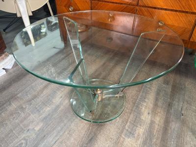  Fontana Arte FontanaArte Near Pair Italian Fontana Arte Attributed Glass And Bronze Tables