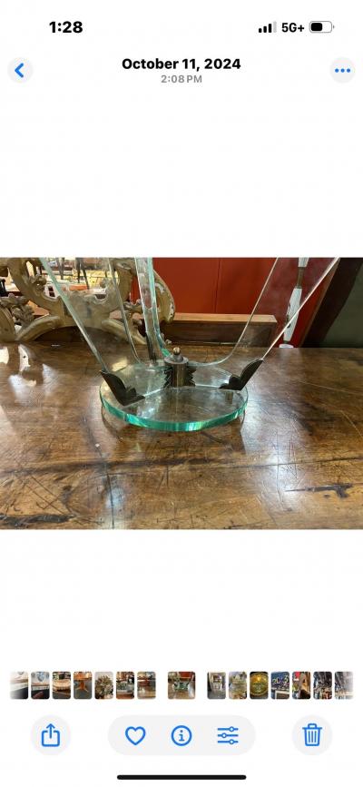  Fontana Arte FontanaArte Near Pair Italian Fontana Arte Attributed Glass And Bronze Tables