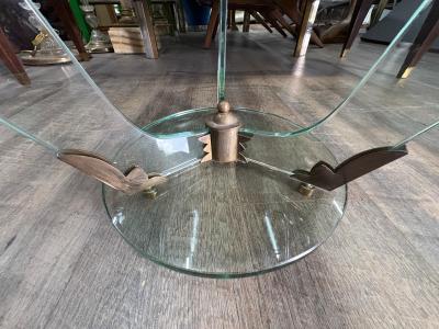  Fontana Arte FontanaArte Near Pair Italian Fontana Arte Attributed Glass And Bronze Tables