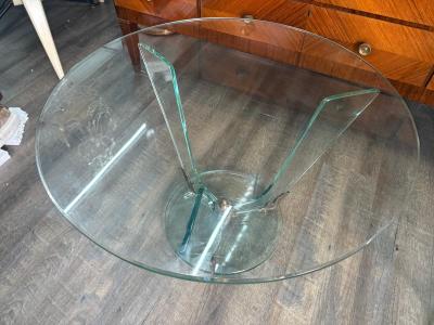  Fontana Arte FontanaArte Near Pair Italian Fontana Arte Attributed Glass And Bronze Tables