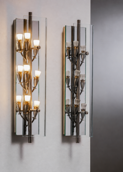  Fontana Arte FontanaArte Pair of Pietro Chiesa wall lamps for Fontana Arte