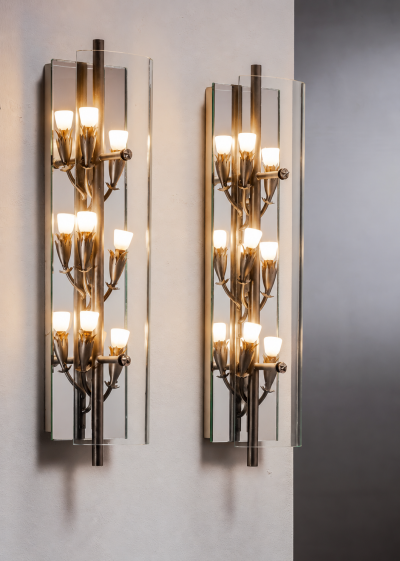  Fontana Arte FontanaArte Pair of Pietro Chiesa wall lamps for Fontana Arte