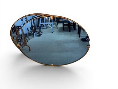  Fontana Arte FontanaArte Pair of blue glass mirrors and brass Att to Fontana Arte 