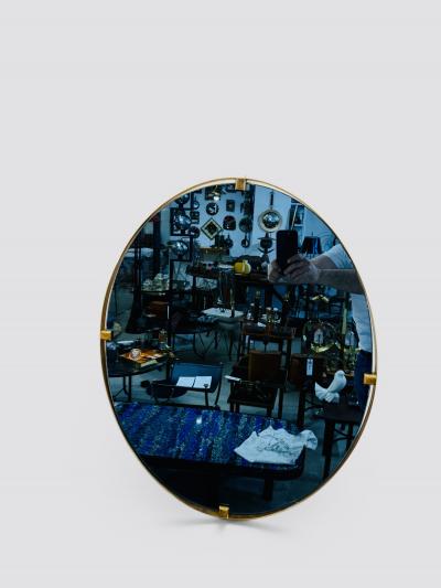  Fontana Arte FontanaArte Pair of blue glass mirrors and brass Att to Fontana Arte 