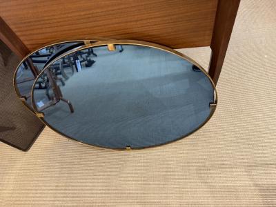  Fontana Arte FontanaArte Pair of blue glass mirrors and brass Att to Fontana Arte 