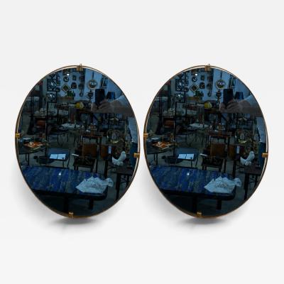  Fontana Arte FontanaArte Pair of blue glass mirrors and brass Att to Fontana Arte 