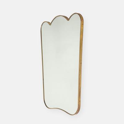  Fontana Arte FontanaArte Rare Large Stamped Shaped Brass Wall Mirror by Fontana Arte