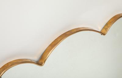  Fontana Arte FontanaArte Rare Large Stamped Shaped Brass Wall Mirror by Fontana Arte