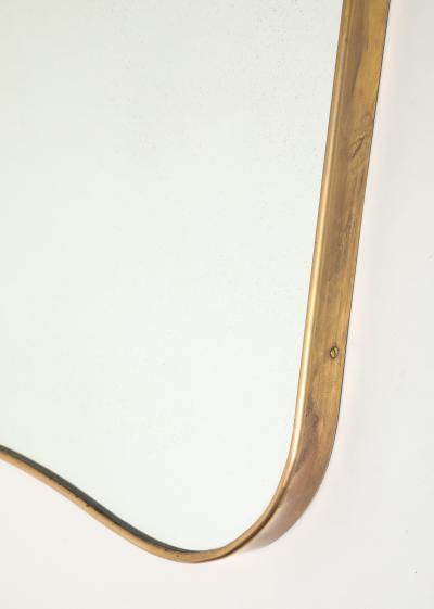  Fontana Arte FontanaArte Rare Large Stamped Shaped Brass Wall Mirror by Fontana Arte
