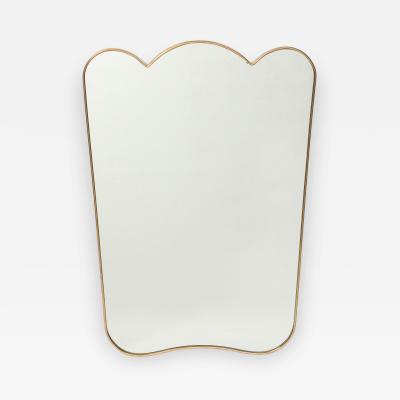  Fontana Arte FontanaArte Rare Large Stamped Shaped Brass Wall Mirror by Fontana Arte