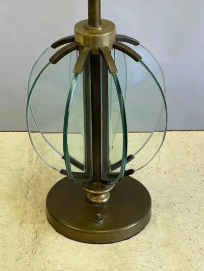  Fontana Arte FontanaArte Rare Pair of Italian Glass Brass Table Lamps by Pietro Chiesa Fontana Arte