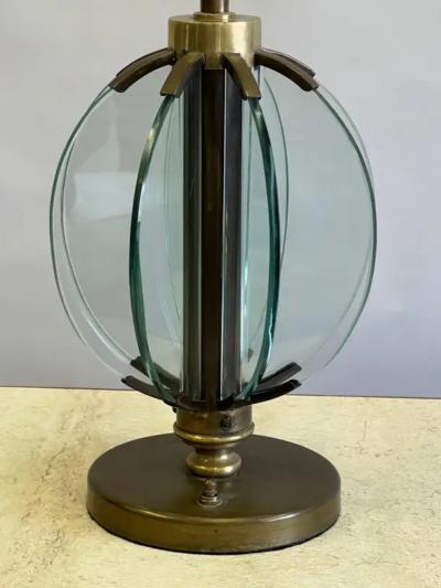  Fontana Arte FontanaArte Rare Pair of Italian Glass Brass Table Lamps by Pietro Chiesa Fontana Arte