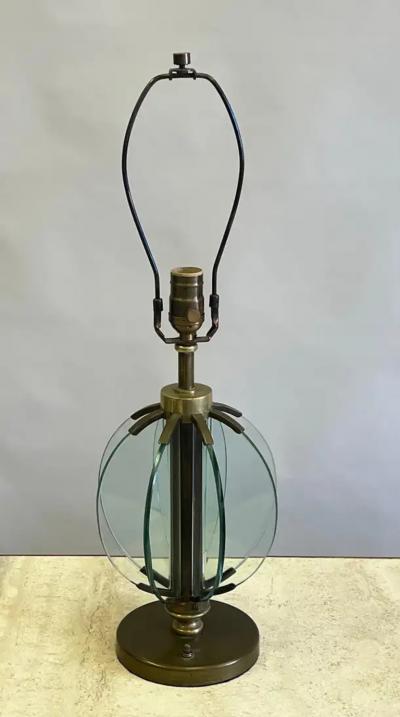  Fontana Arte FontanaArte Rare Pair of Italian Glass Brass Table Lamps by Pietro Chiesa Fontana Arte