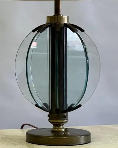  Fontana Arte FontanaArte Rare Pair of Italian Glass Brass Table Lamps by Pietro Chiesa Fontana Arte